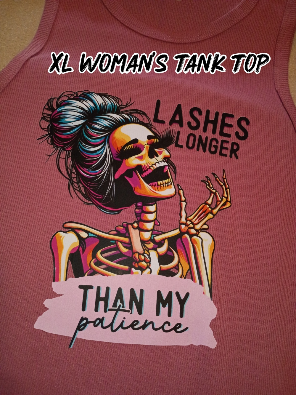 No Boundaries Mauve Ribbed Tank Top with Colorful Skeleton Graphic